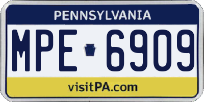 PA license plate MPE6909