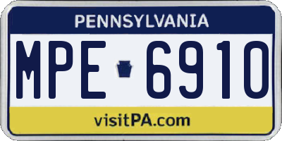 PA license plate MPE6910