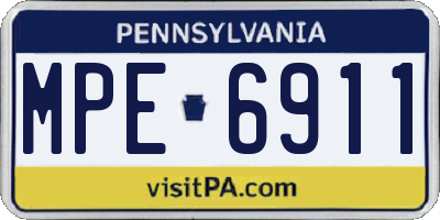 PA license plate MPE6911