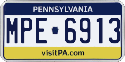 PA license plate MPE6913