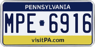 PA license plate MPE6916