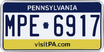 PA license plate MPE6917