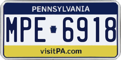 PA license plate MPE6918