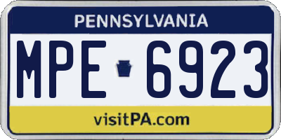 PA license plate MPE6923