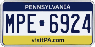 PA license plate MPE6924