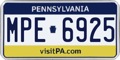 PA license plate MPE6925