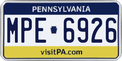 PA license plate MPE6926