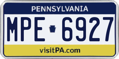 PA license plate MPE6927