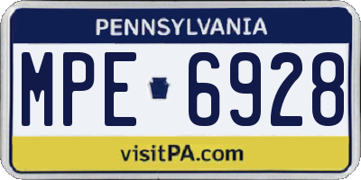 PA license plate MPE6928