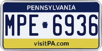 PA license plate MPE6936
