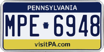 PA license plate MPE6948