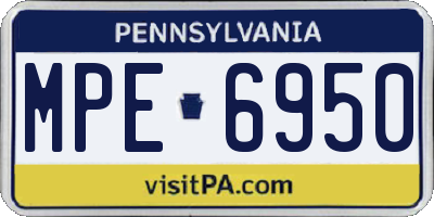 PA license plate MPE6950