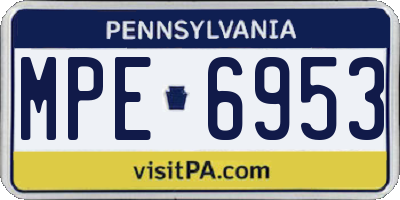 PA license plate MPE6953