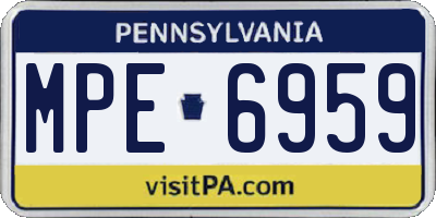 PA license plate MPE6959