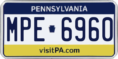 PA license plate MPE6960