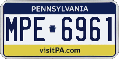 PA license plate MPE6961