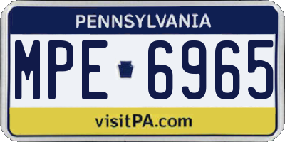PA license plate MPE6965