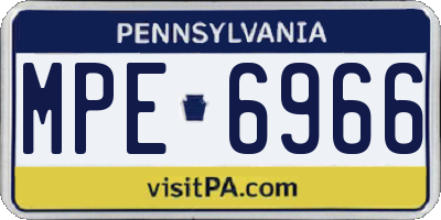 PA license plate MPE6966
