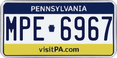 PA license plate MPE6967