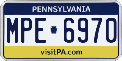 PA license plate MPE6970