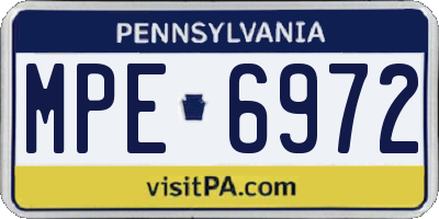 PA license plate MPE6972