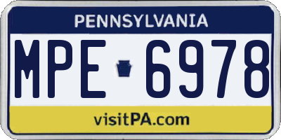 PA license plate MPE6978
