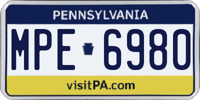 PA license plate MPE6980