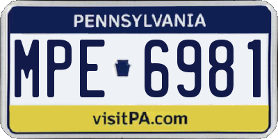 PA license plate MPE6981