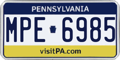 PA license plate MPE6985