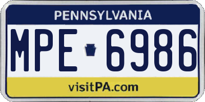 PA license plate MPE6986