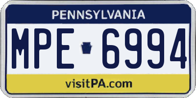 PA license plate MPE6994