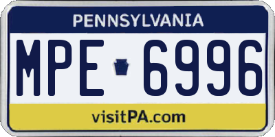 PA license plate MPE6996