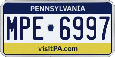 PA license plate MPE6997