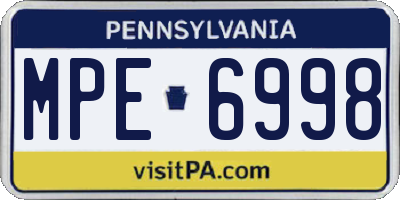 PA license plate MPE6998