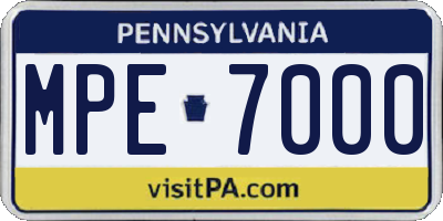 PA license plate MPE7000