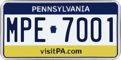 PA license plate MPE7001