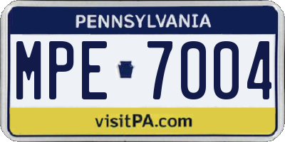 PA license plate MPE7004