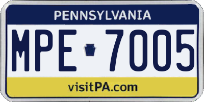 PA license plate MPE7005
