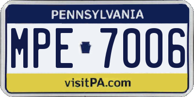 PA license plate MPE7006