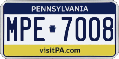 PA license plate MPE7008