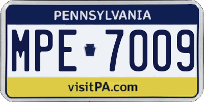 PA license plate MPE7009