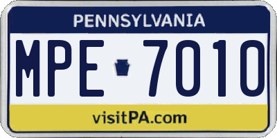 PA license plate MPE7010