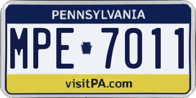 PA license plate MPE7011