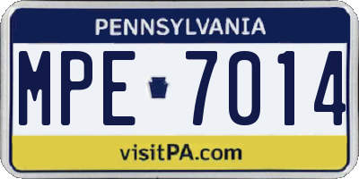 PA license plate MPE7014