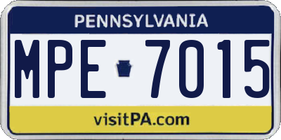 PA license plate MPE7015