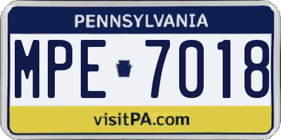 PA license plate MPE7018