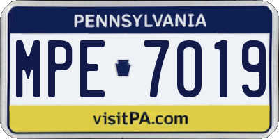 PA license plate MPE7019