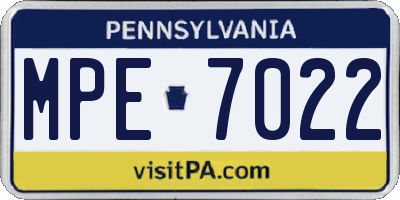 PA license plate MPE7022