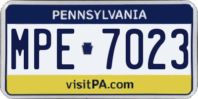 PA license plate MPE7023