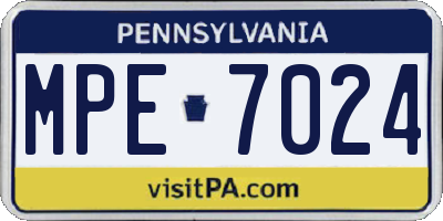 PA license plate MPE7024